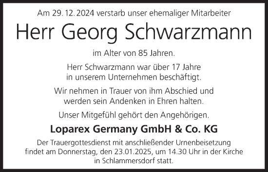 Anzeige von Georg Schwarzmann von MGO
