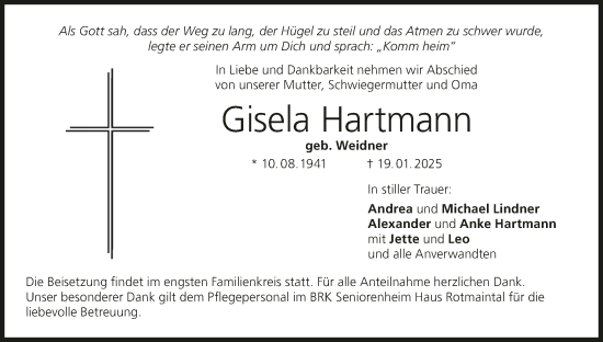 Anzeige von Gisela Hartmann von MGO