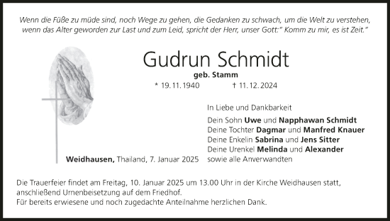 Anzeige von Gudrun Schmidt von MGO