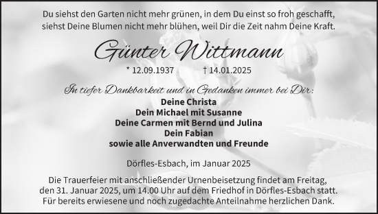 Anzeige von Günter Wittmann von MGO