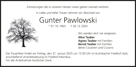 Anzeige von Gunter Pawlowski von MGO