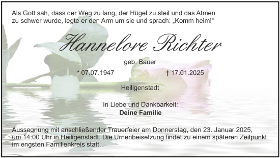 Anzeige von Hannelore Richter von MGO