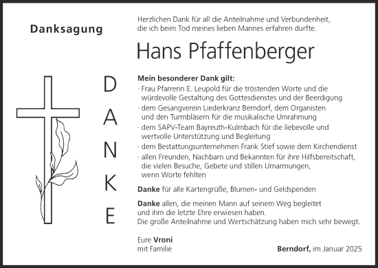 Anzeige von Hans Pfaffenberger von MGO