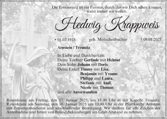 Anzeige von Hedwig Krappweis von MGO