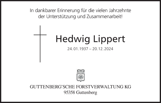 Anzeige von Hedwig Lippert von MGO
