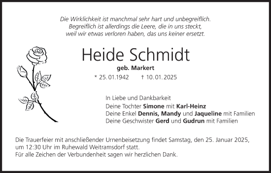 Anzeige von Heide Schmidt von MGO