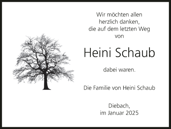 Anzeige von Heini Schaub von MGO