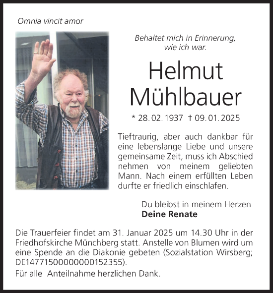 Anzeige von Helmut Mühlbauer von MGO