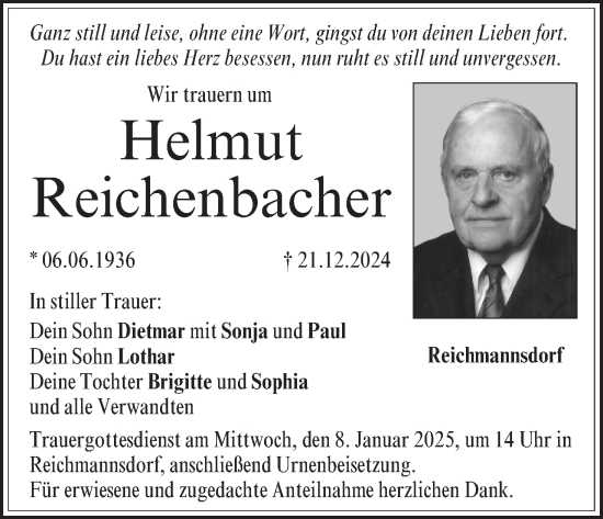 Anzeige von Helmut Reichenbacher von MGO
