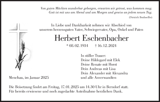 Anzeige von Herbert Eschenbacher von MGO