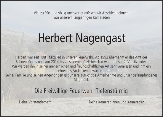 Anzeige von Herbert Nagengast von MGO