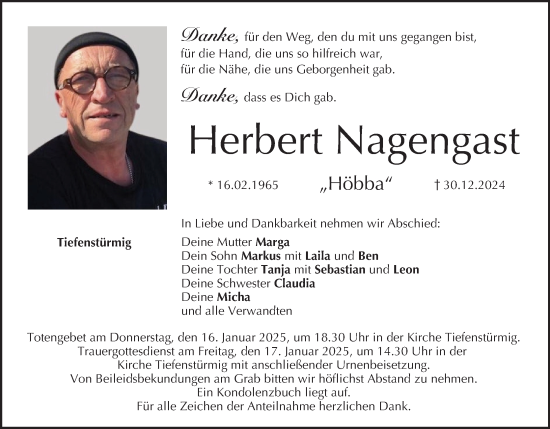 Anzeige von Herbert Nagengast von MGO