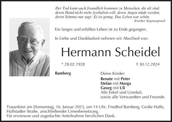Anzeige von Hermann Scheidel von MGO