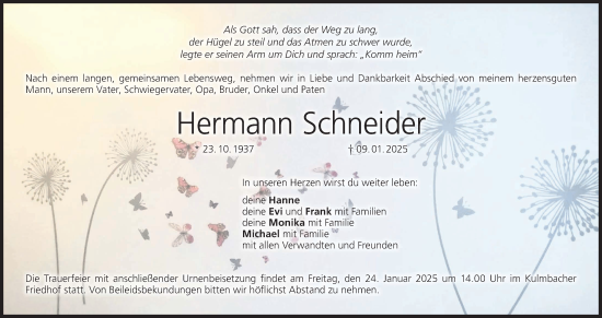 Anzeige von Hermann Schneider von MGO