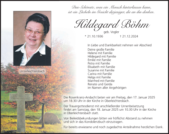 Anzeige von Hildegard Böhm von MGO