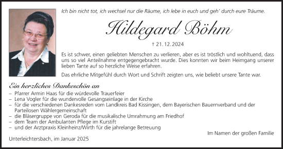 Anzeige von Hildegard Böhm von MGO