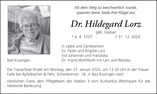 Anzeige von Hildegard Lorz von MGO