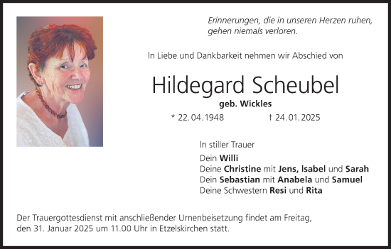 Anzeige von Hildegard Scheubel von MGO