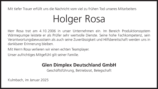 Anzeige von Holger Rosa von MGO