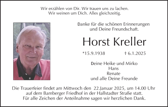 Anzeige von Horst Kreller von MGO