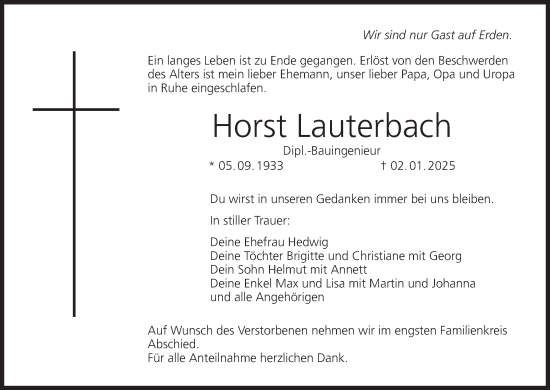 Anzeige von Horst Lauterbach von MGO
