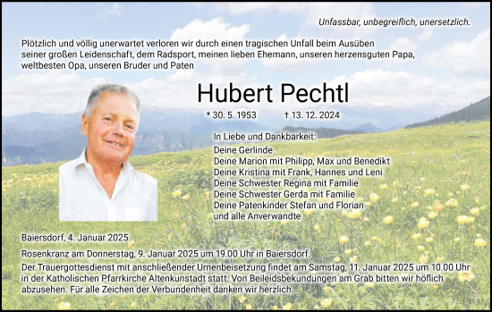 Anzeige von Hubert Pechtl von MGO