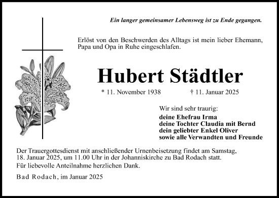 Anzeige von Hubert Städtler von MGO