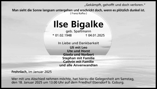 Anzeige von Ilse Bigalke von MGO