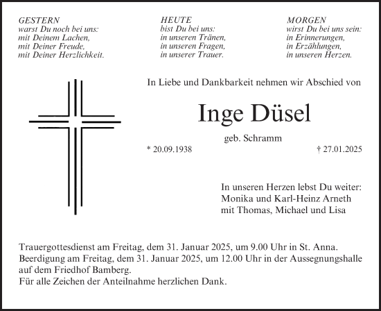 Anzeige von Inge Düsel von MGO
