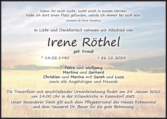 Anzeige von Irene Röthel von MGO