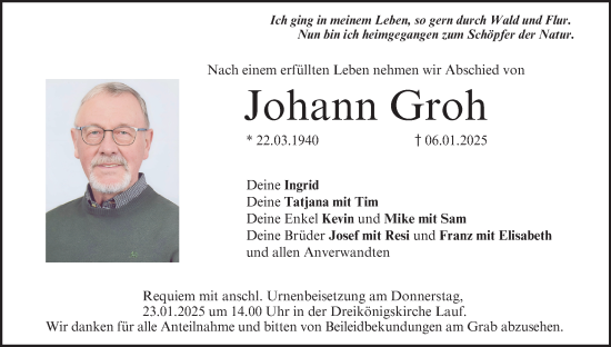 Anzeige von Johann Groh von MGO