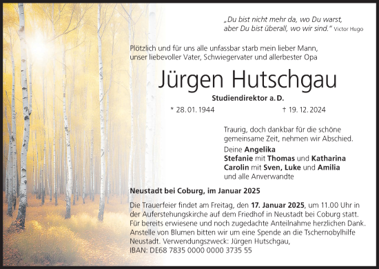 Anzeige von Jürgen Hutschgau von MGO