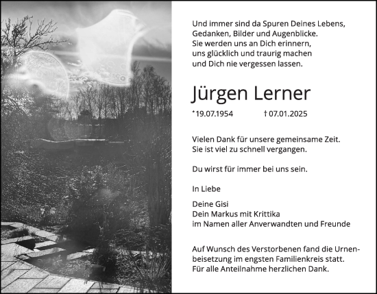 Anzeige von Jürgen Lerner von MGO
