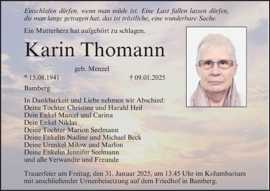 Anzeige von Karin Thomann von MGO