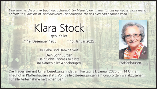 Anzeige von Klara Stock von MGO