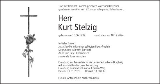 Anzeige von Kurt Stelzig von MGO