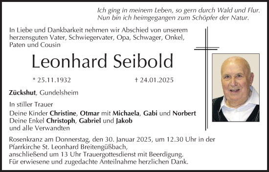 Anzeige von Leonhard Seibold von MGO