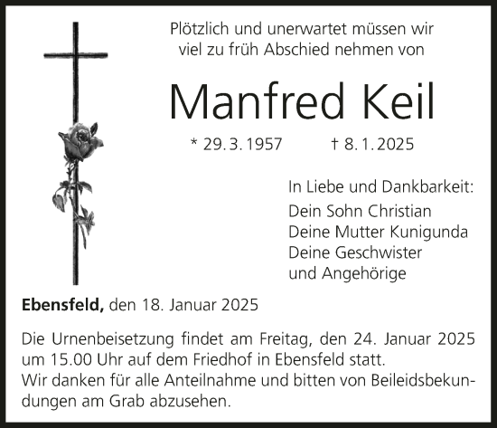Anzeige von Manfred Keil von MGO