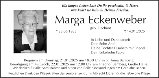 Anzeige von Marga Eckenweber von MGO