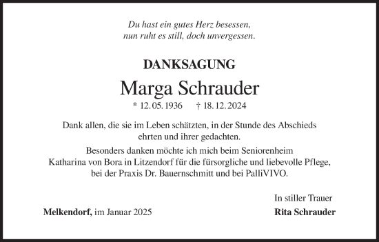 Anzeige von Marga Schrauder von MGO