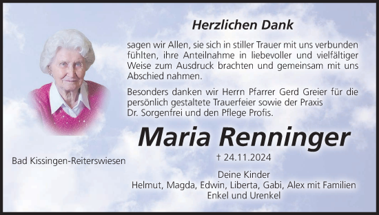 Anzeige von Maria Renninger von MGO