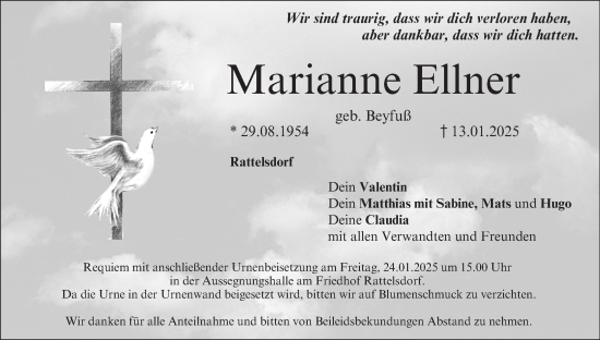 Anzeige von Marianne Ellner von MGO