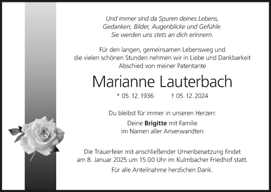 Anzeige von Marianne Lauterbach von MGO