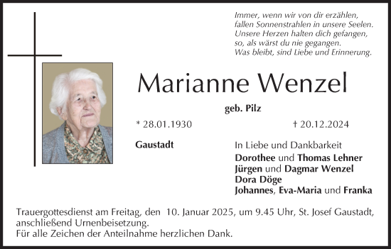 Anzeige von Marianne Wenzel von MGO