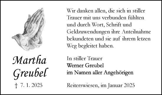 Anzeige von Martha Greubel von MGO