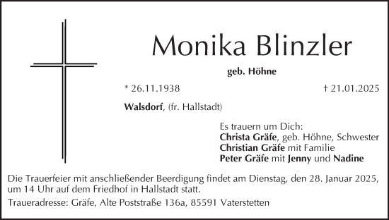 Anzeige von Monika Blinzler von MGO