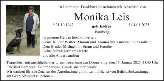 Anzeige von Monika Leis von MGO