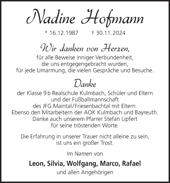Anzeige von Nadine Hofmann von MGO