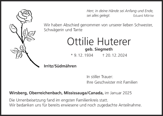 Anzeige von Ottilie Huterer von MGO