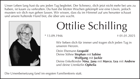 Anzeige von Ottilie Schilling von MGO